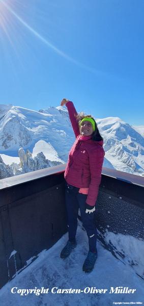 Wir halten den Mont Blanc